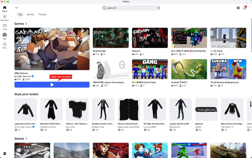 How to redeem Gakuran codes step 1: search Gakuran on Roblox and click Play to start the game